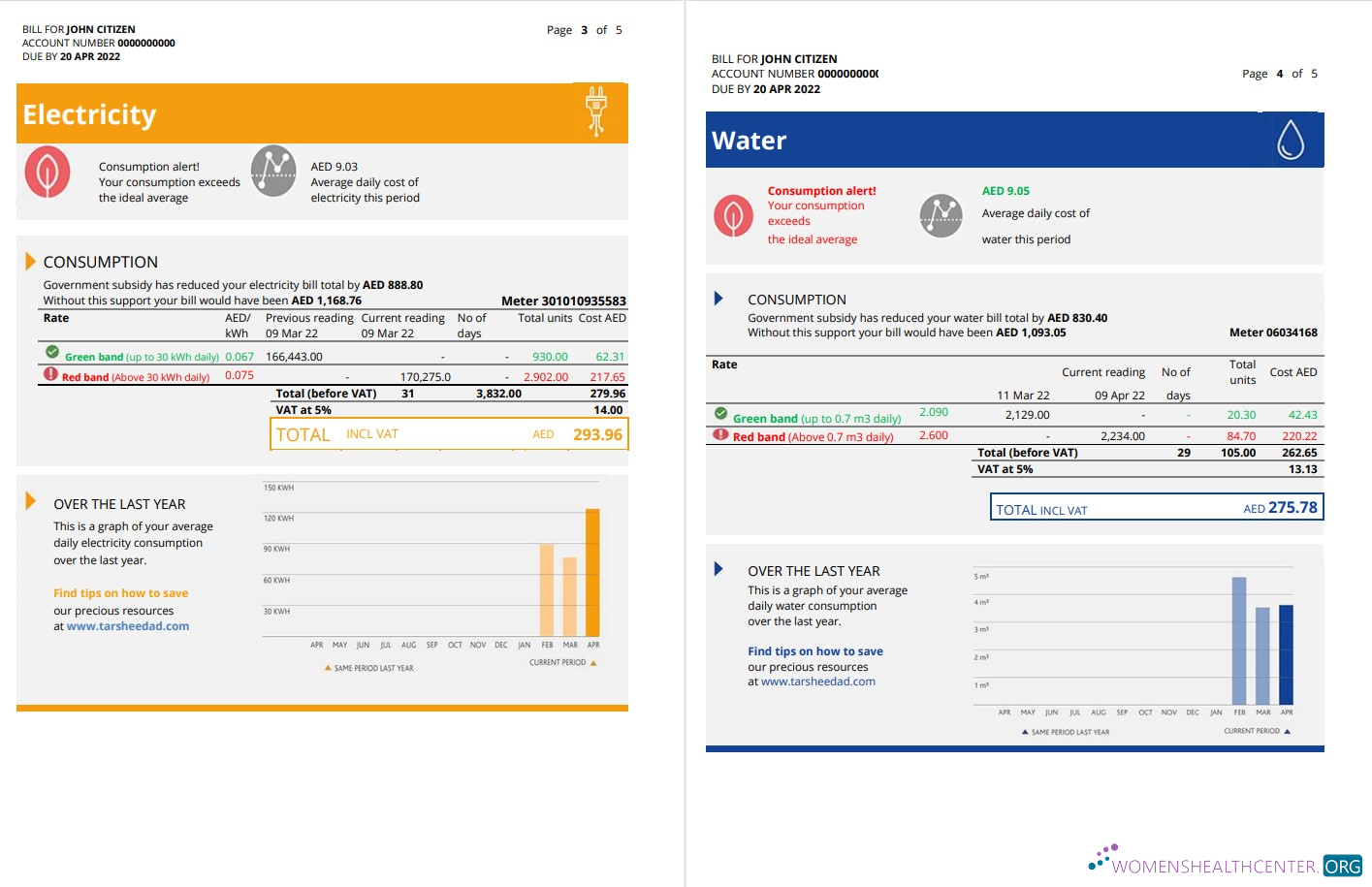download UAE Abu Dhabi Al Ain Distribution Co. Word and PDF utility bill template (5 pages) 3 4 PDF template